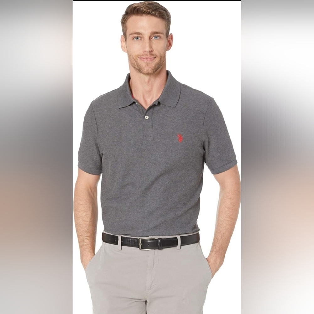 U.S. Polo Assn. Men's Ultimate Pique Polo 2xl Dark Heather Grey